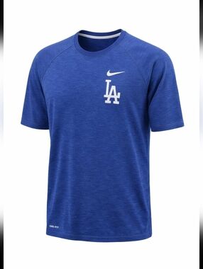 Nike Dri-FIT LA Dodgers Tee Shirt Blue Athletic Performance Shirt Size L MLB